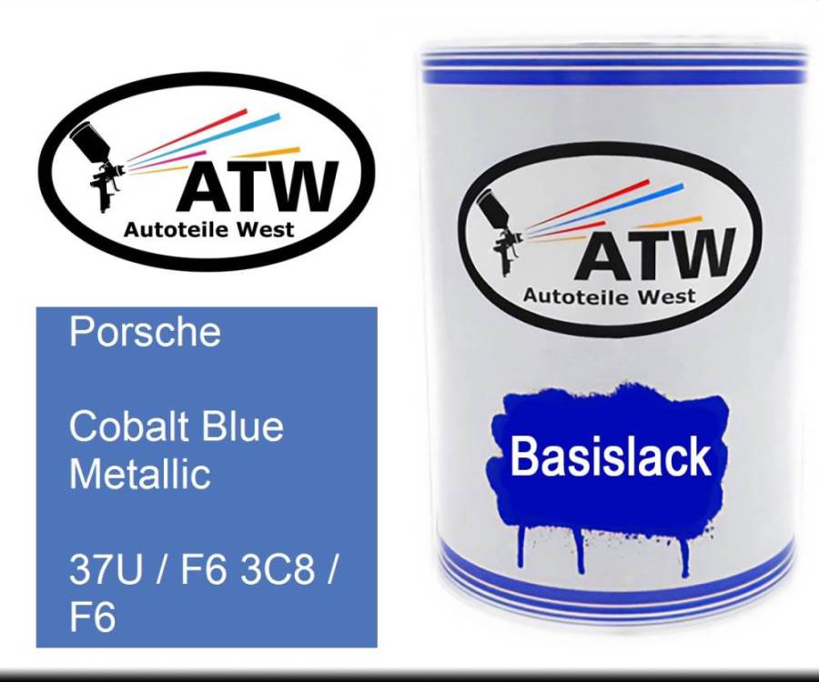 Porsche, Cobalt Blue Metallic, 37U / F6 3C8 / F6: 500ml Lackdose, von ATW Autoteile West.